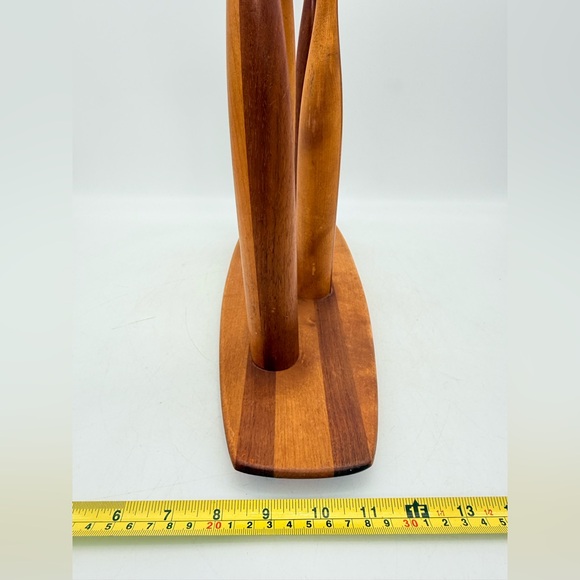 Vintage Danish Modern Teak Candlesticks | Tulip Form | MCM Scandinavian - Picture 8 of 14